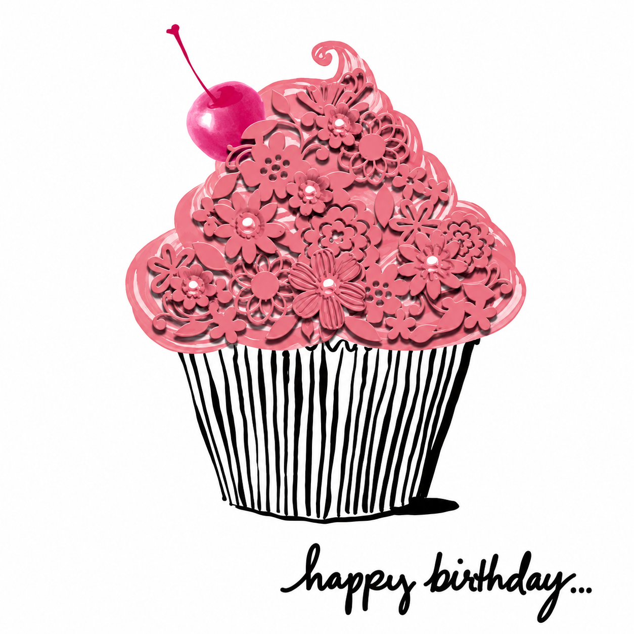 Female Birthday Laser Cupcake Card