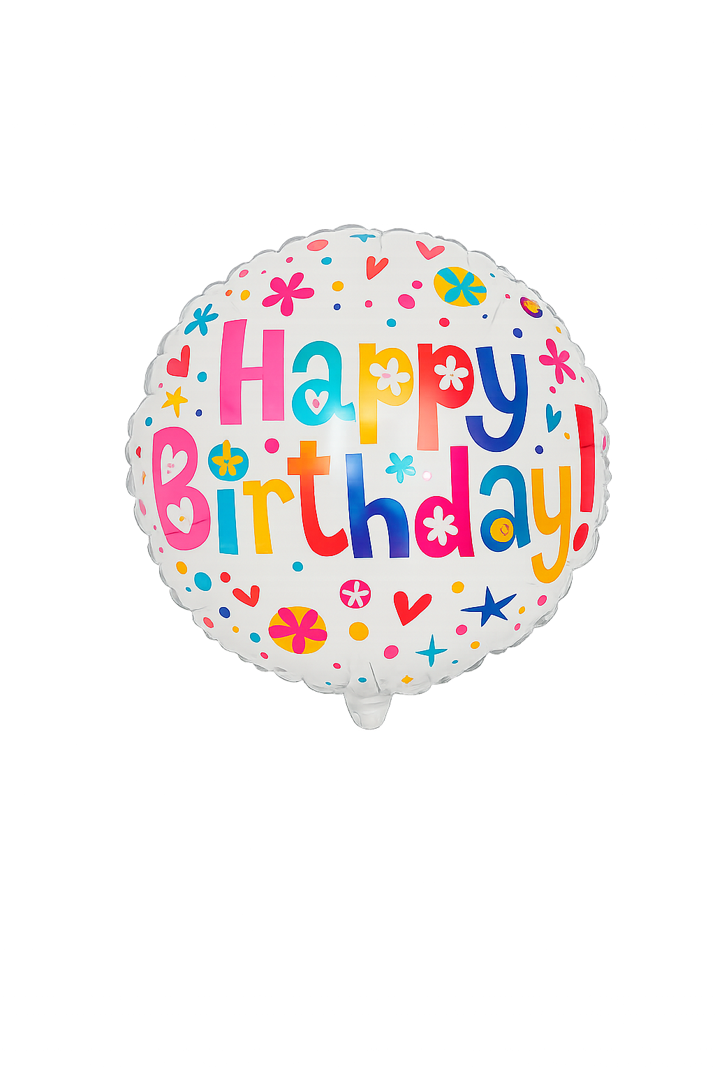 Round Happy Birthday Foil Balloon 18" White Confetti