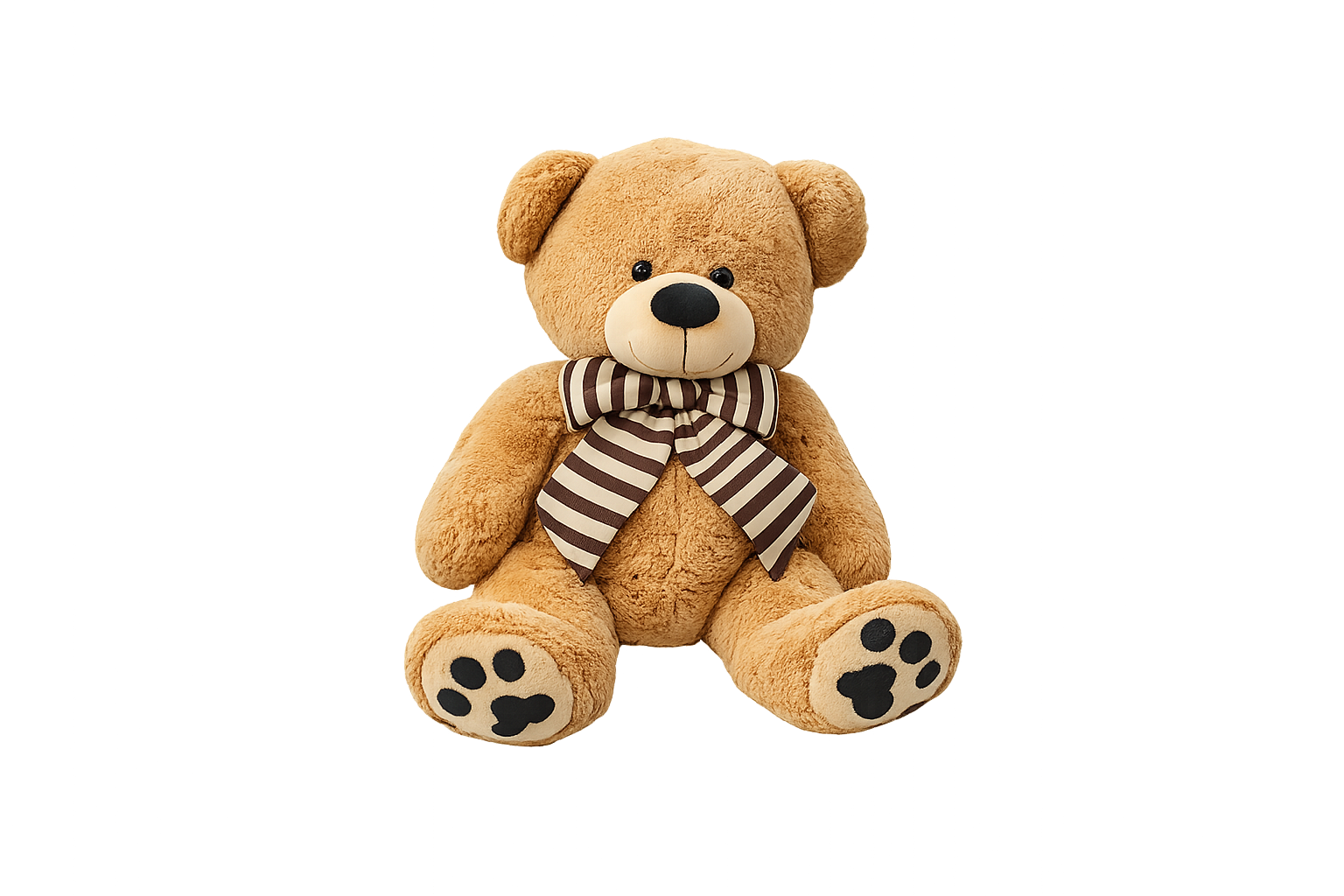 Giant Teddy Bear With Striped Bow Brown