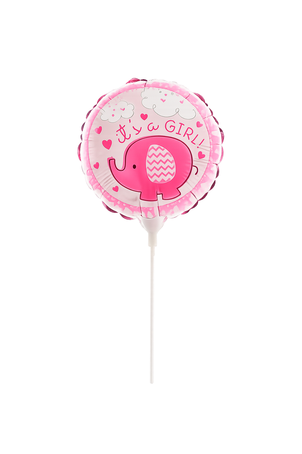 Round Elephant Baby Girl 9" Foil Balloon